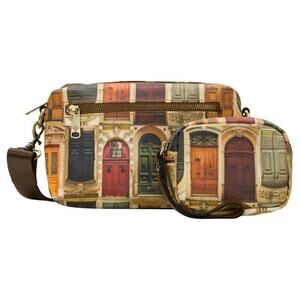 Patricia Nash Piper Coated Canvas Crossbody with Pouch-Doorways to Italy-NWT-